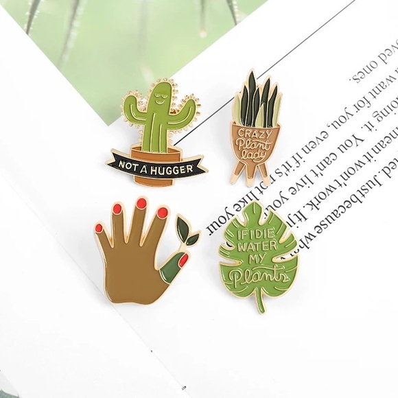 Potted Sansevieria Plant On A Stand “Crazy Plant Lady” Metal Enamel Pin Brooch - Picture 4 of 11